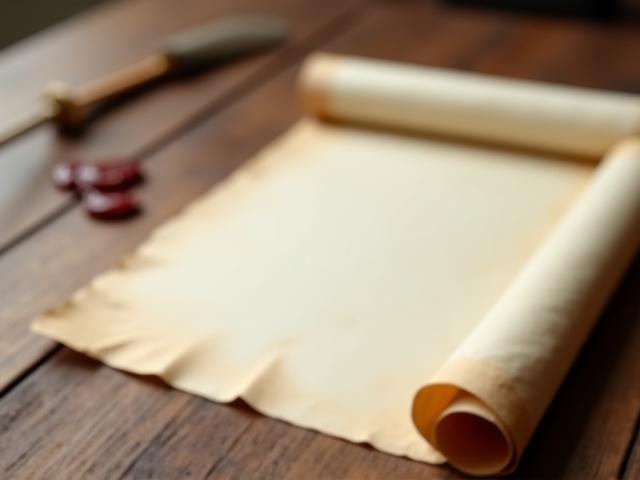 Antik pergamen tekercs, mely a jogi feltételeket és előírásokat szimbolizálja.