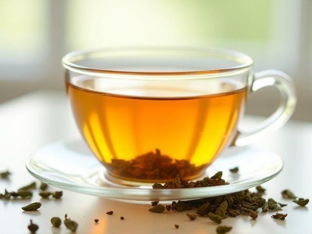 Darjeeling First Flush tea, világos, borostyánsárga főzet