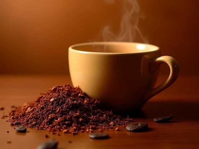 Vaníliás Rooibos tea száraz levelei és egy kész bögre